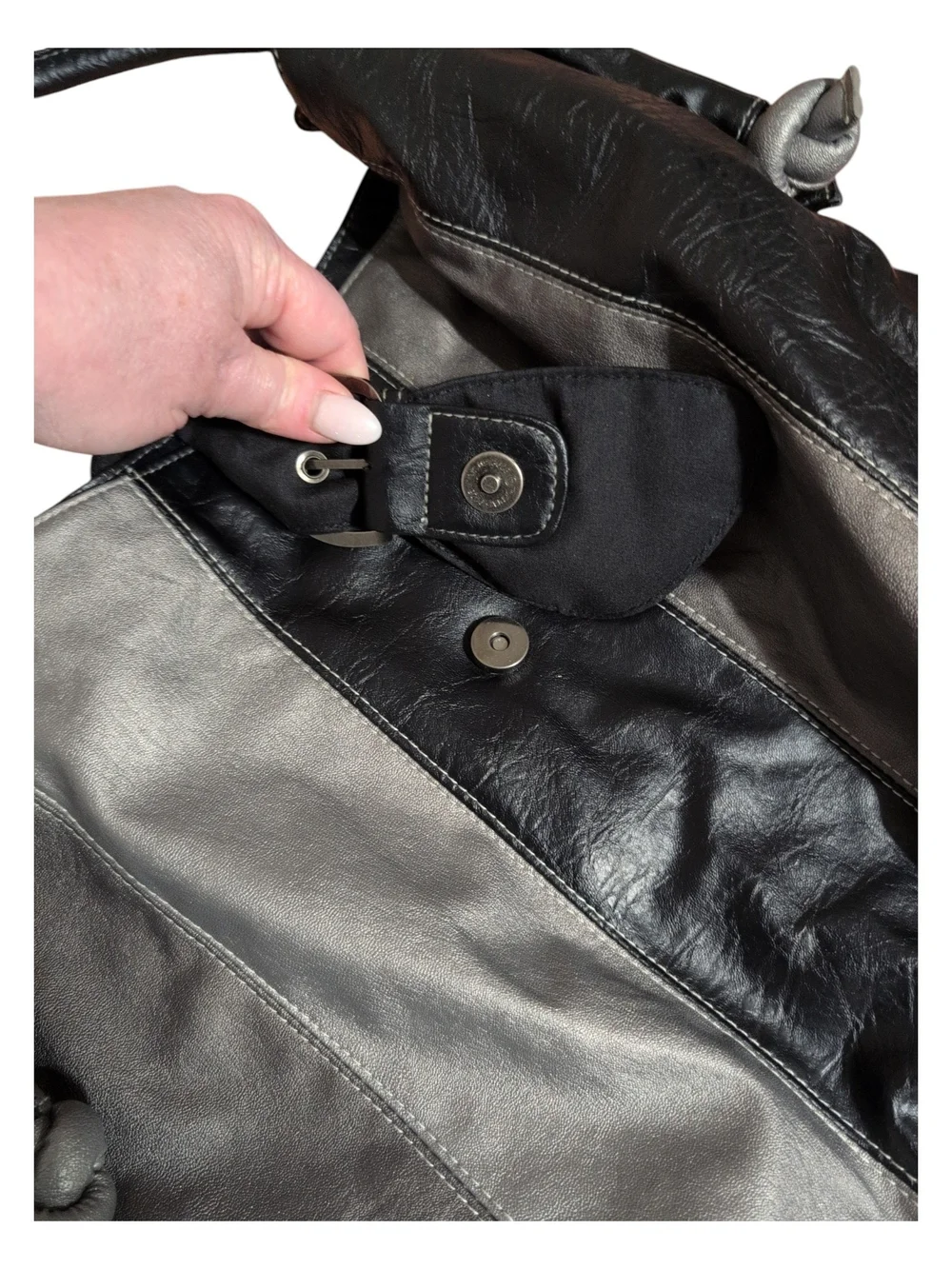 Stylish Two-Tone Black and Gray Women’s Hobo Bag